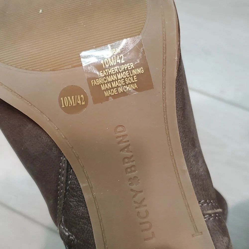 Lucky Brand Womens Jubai Peep Ankle Leather Heels Boots open toe shoes sz 10M